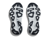 White running shoes with black sole pattern on a white background