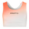 A women's sports top with a gradient of orange to white color, featuring the brand logo 'CRAFT' on the chest area.