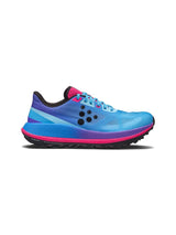 Blue and pink running shoe on a white background