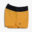 A pair of orange with black waistband lightweight shorts suitable for running or training.